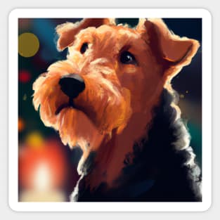 Cute Airedale Terrier Drawing Sticker